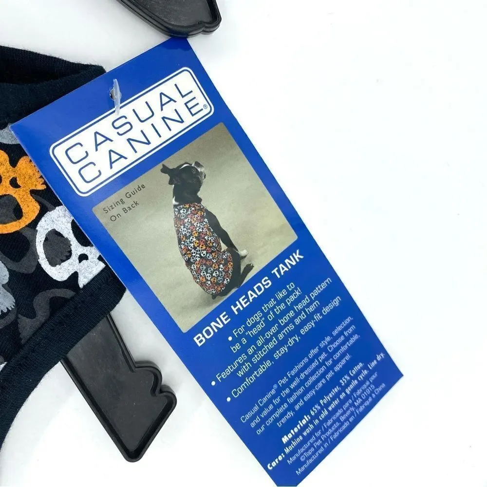 Casual Canine Dog Shirt Bone Heads Skull Tank Orange Size Small Medium